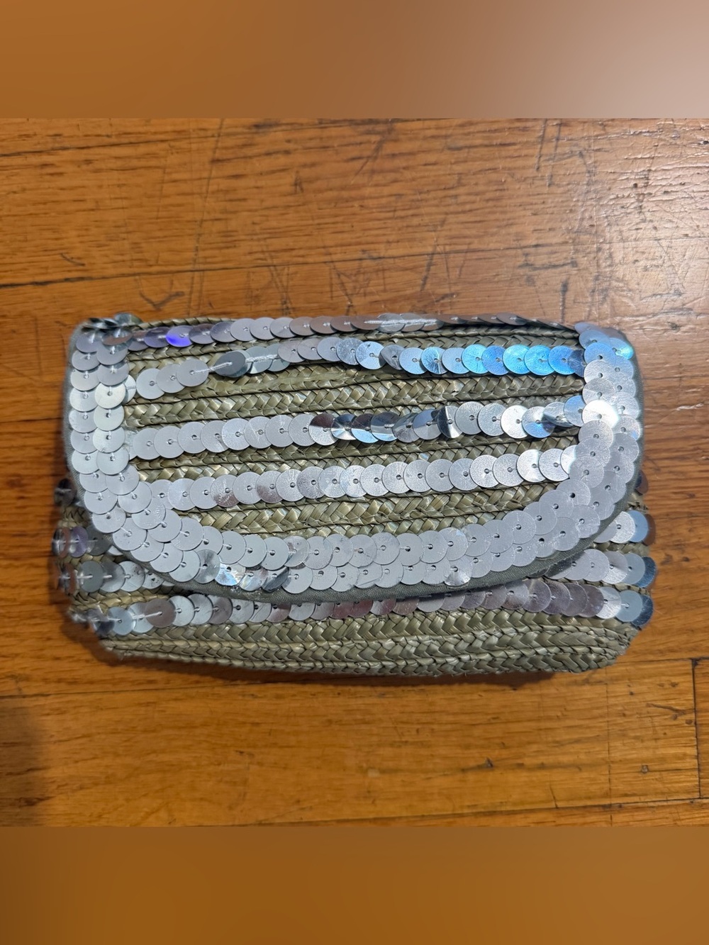 Felix Rey New York Vintage Silver Sequin Straw Clutch - Women Bags